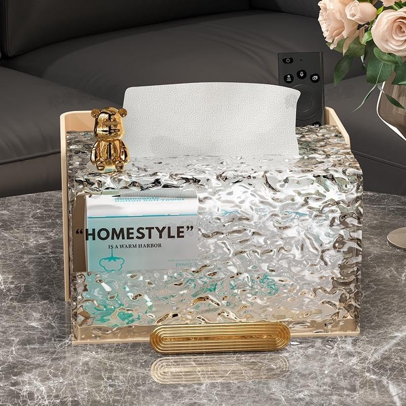 Acrylic Water Texture Tissue Box, Dustproof Napkin Box, Multifunctional Tissue Organizer Container Acrylic Water Texture Tissue Box, Dustproof Napkin Box, Multifunctional Tissue Organizer Container